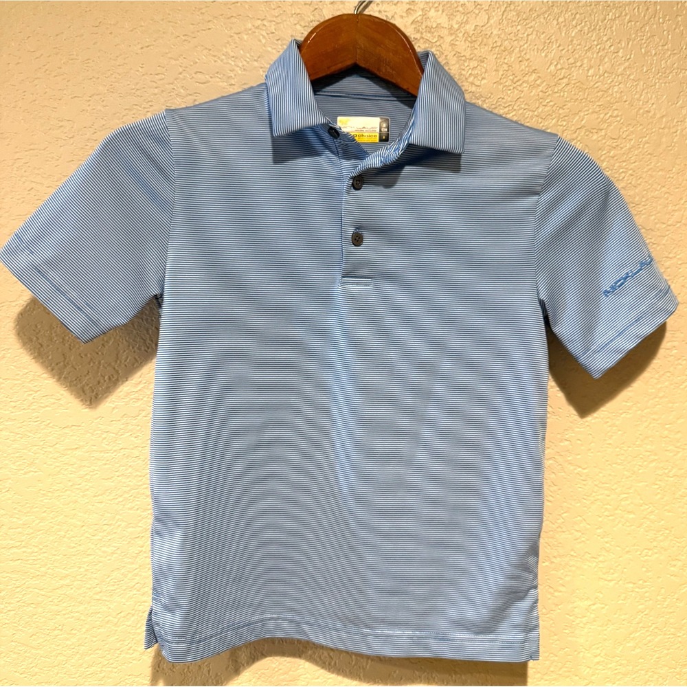 Jack Nicklaus Short Sleeve Golf Performance Polo Shirt Blue Stripe Youth Small